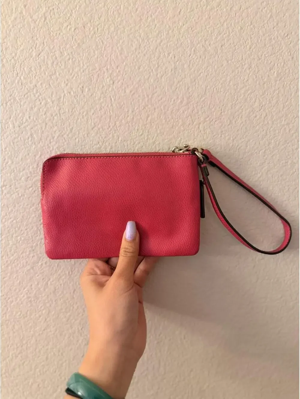 Hot Pink Leather Coach Wristlet
